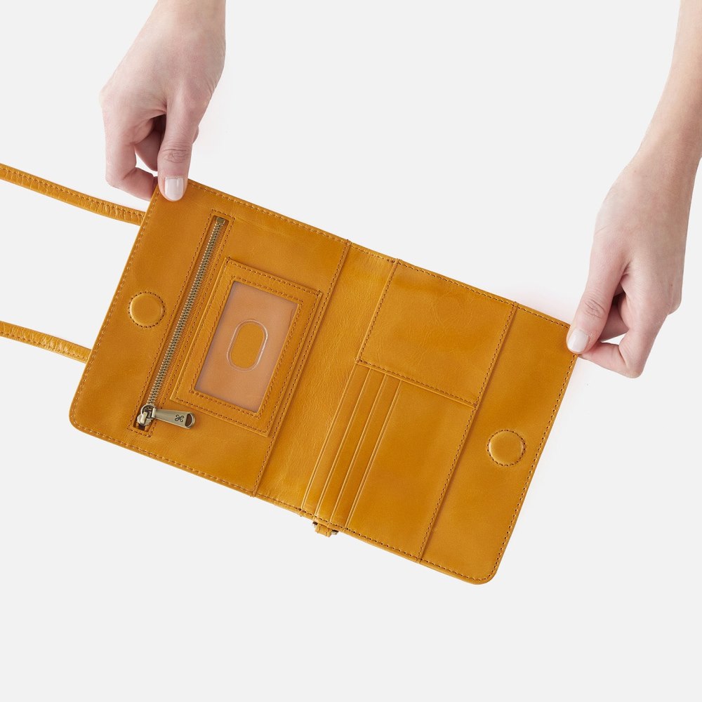 Hobo | Jill Wallet Crossbody in Polished Leather - Warm Amber