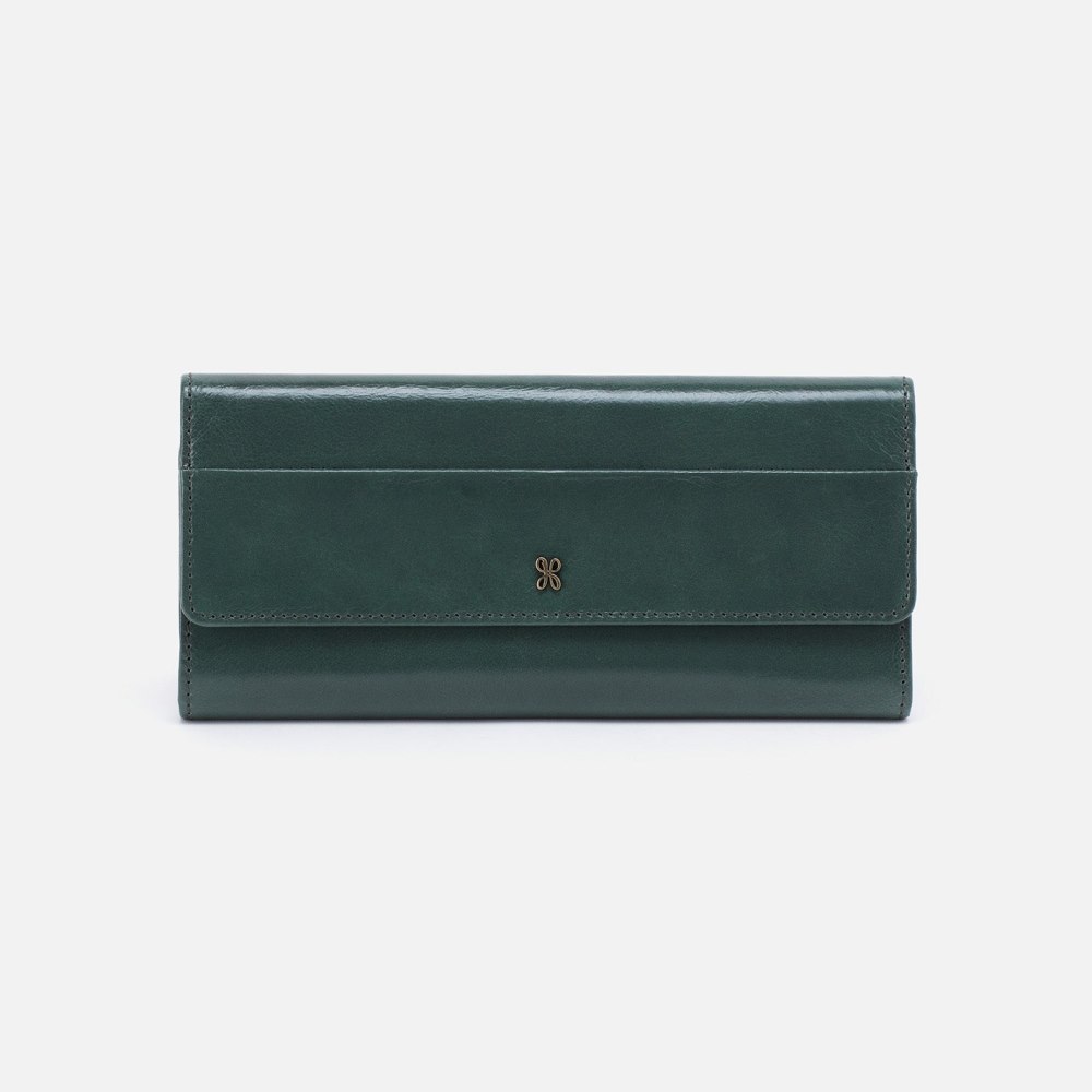 Hobo | Jill Large Trifold Wallet in Polished Leather - Sage Leaf - Click Image to Close