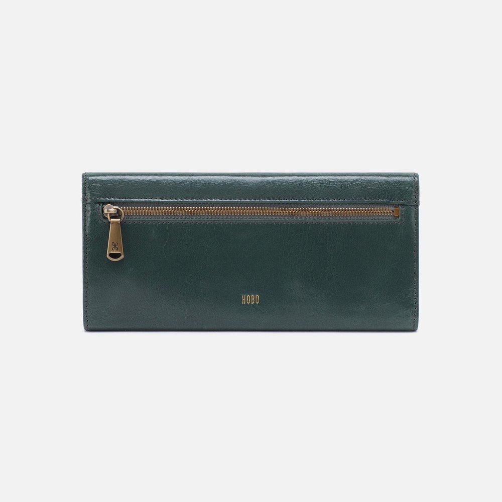 Hobo | Jill Large Trifold Wallet in Polished Leather - Sage Leaf