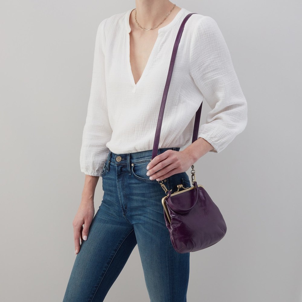 Hobo | Alba Crossbody in Polished Leather - Deep Purple