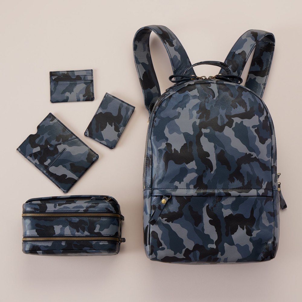 Hobo | Maddox Backpack in Silk Napa Leather - Blue Camo