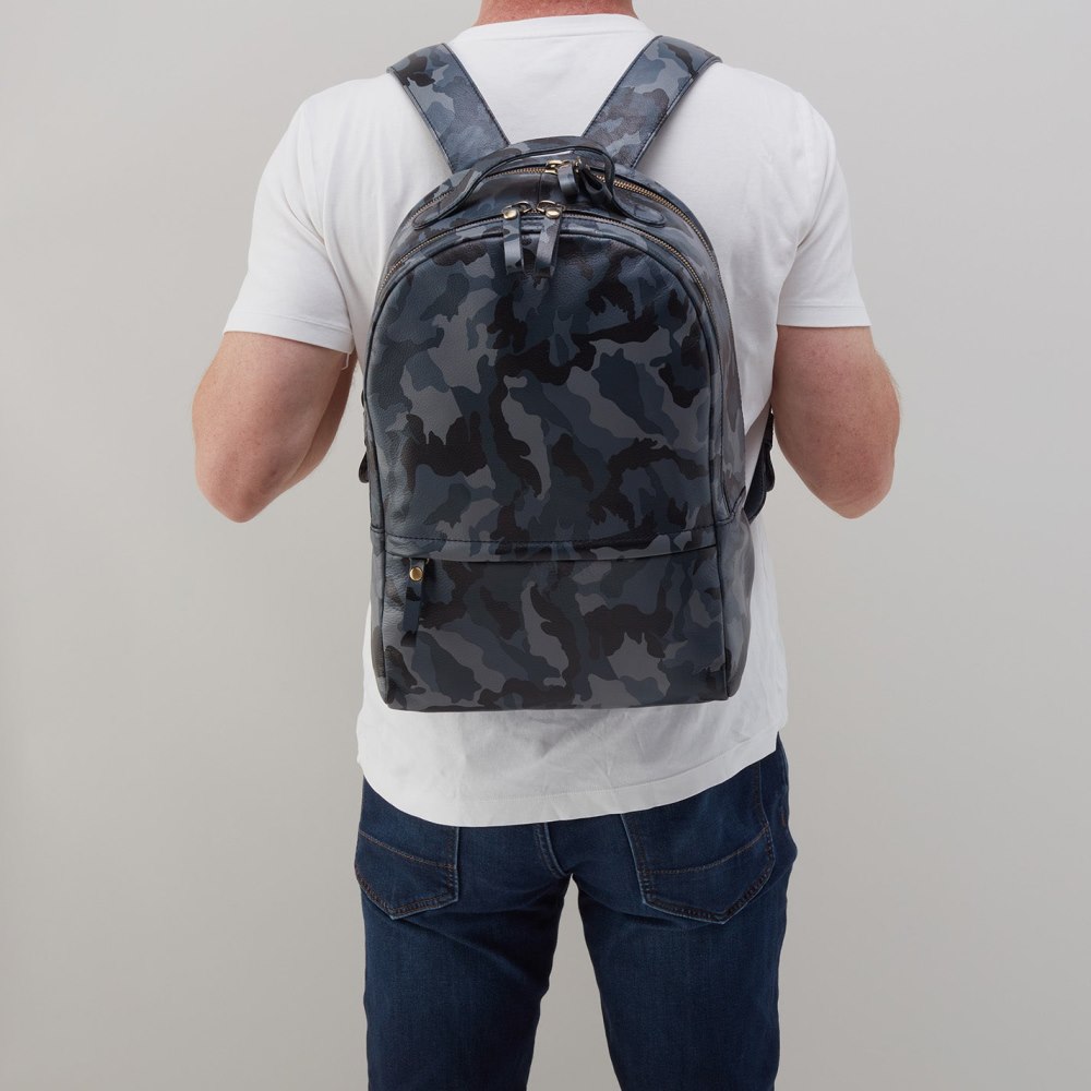 Hobo | Maddox Backpack in Silk Napa Leather - Blue Camo