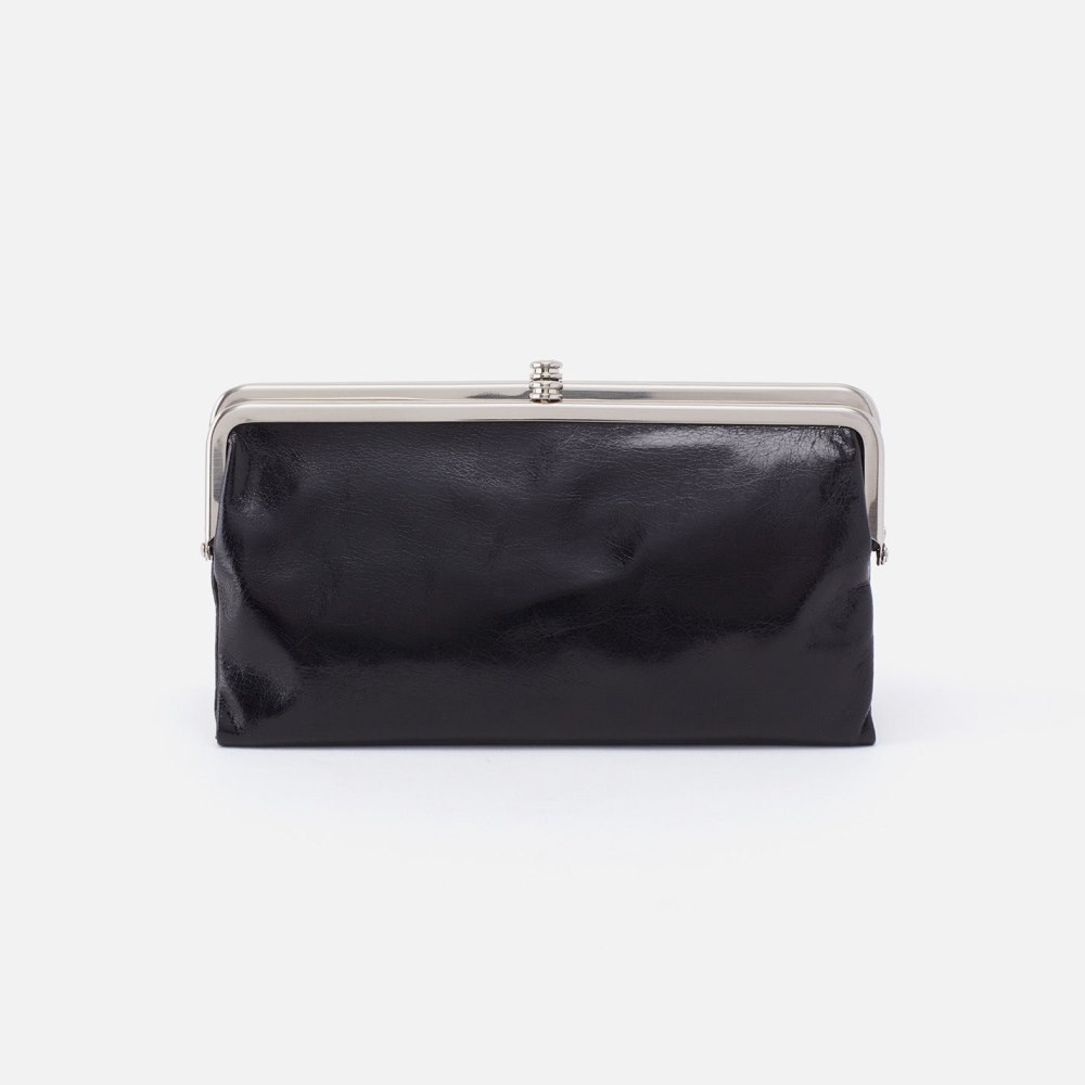 Hobo | Lauren Clutch-Wallet in Polished Leather - Black - Click Image to Close