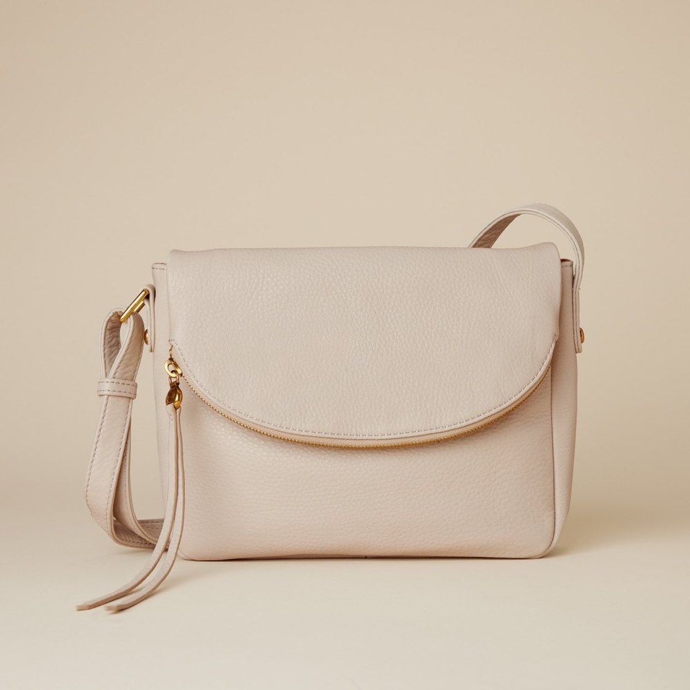 Hobo | Fern Messenger Crossbody in Pebbled Leather - Chalk