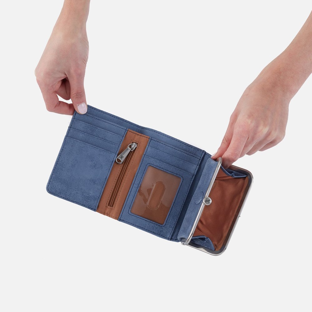 Hobo | Robin Compact Wallet in Buffed Leather - Azure