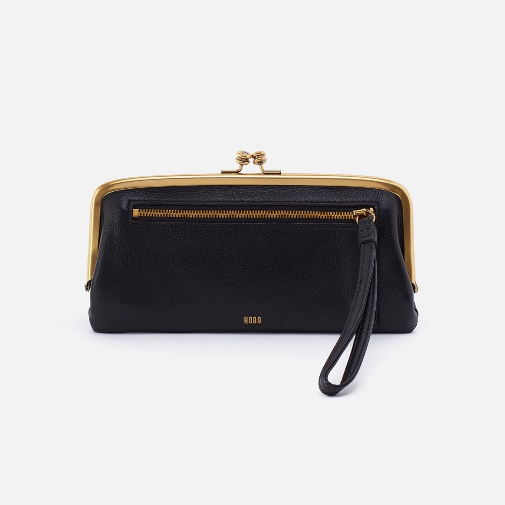 Hobo | Cora Large Frame Wallet in Pebbled Leather - Black