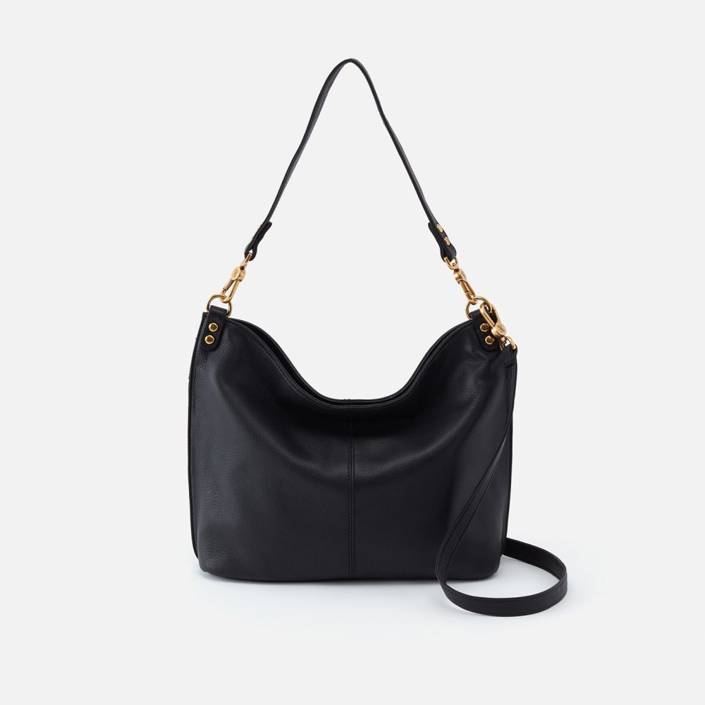 Hobo | Pier Shoulder Bag in Pebbled Leather - Black - Click Image to Close