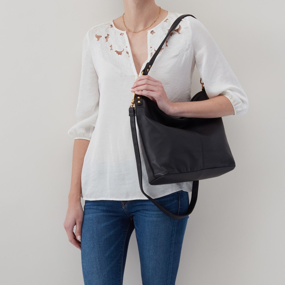 Hobo | Pier Shoulder Bag in Pebbled Leather - Black