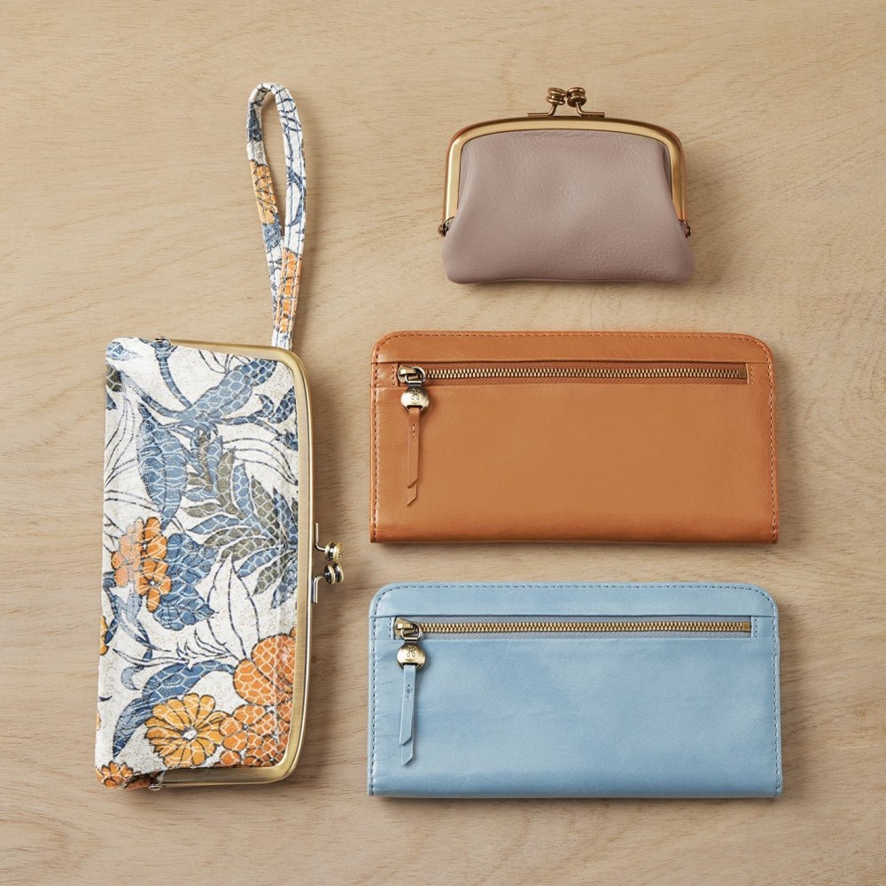 Hobo | Cora Large Frame Wallet in Printed Leather - Orange Blossom