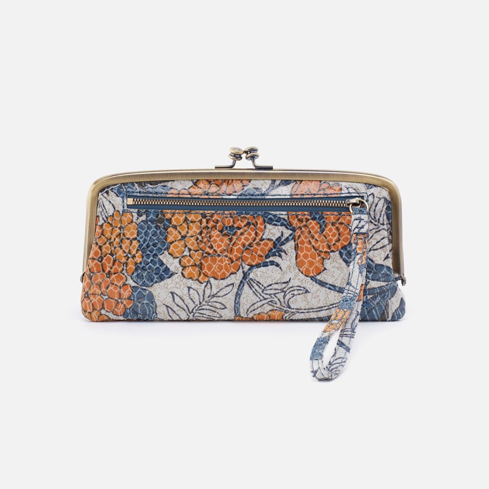 Hobo | Cora Large Frame Wallet in Printed Leather - Orange Blossom