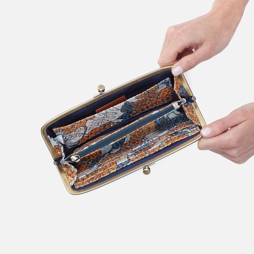 Hobo | Cora Large Frame Wallet in Printed Leather - Orange Blossom