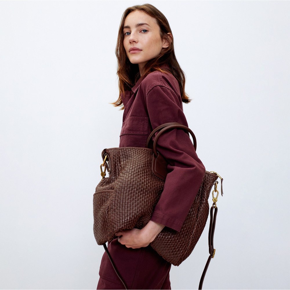 Hobo | Sheila Large Satchel in Wave Weave Leather - Pecan