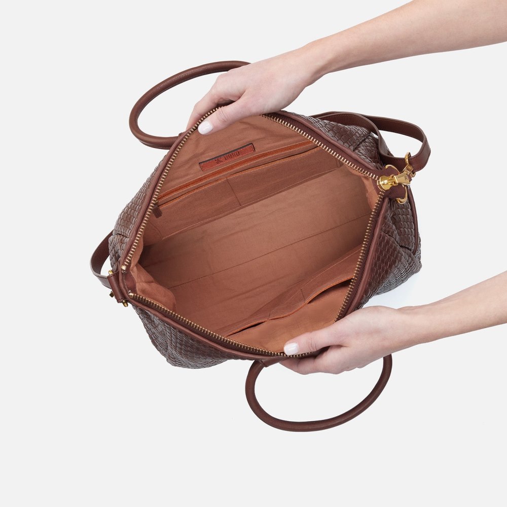 Hobo | Sheila Large Satchel in Wave Weave Leather - Pecan