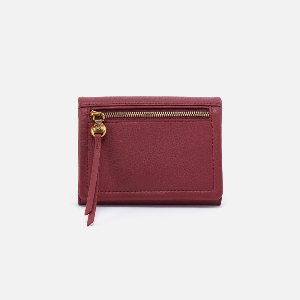 Hobo | Lumen Medium Bifold Compact Wallet in Pebbled Leather - Red Pear