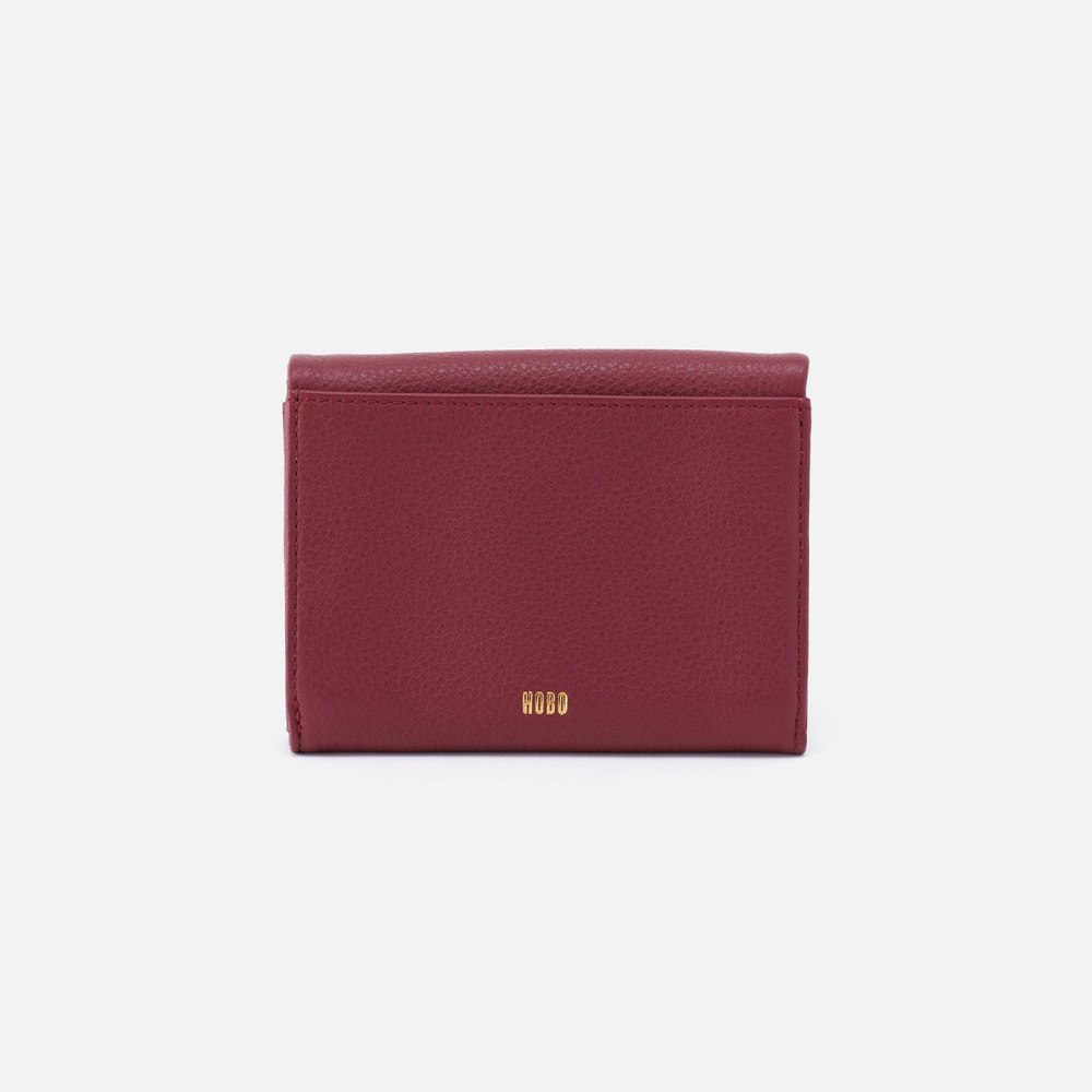 Hobo | Lumen Medium Bifold Compact Wallet in Pebbled Leather - Red Pear