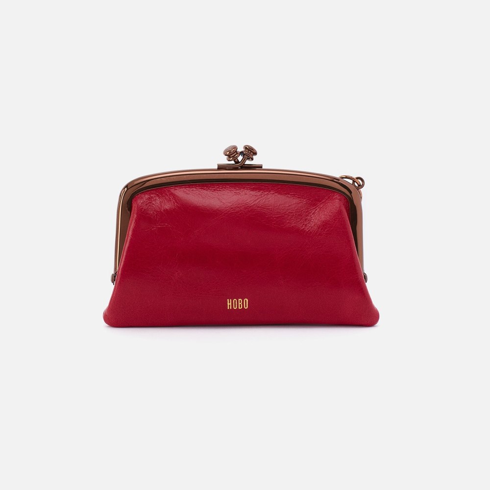 Hobo | Cheer Frame Pouch in Polished Leather - Claret