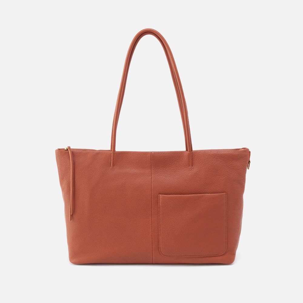 Hobo | Tripp East-West Tote in Pebbled Leather - Cognac