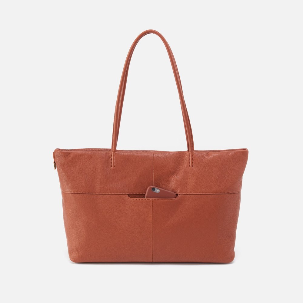 Hobo | Tripp East-West Tote in Pebbled Leather - Cognac