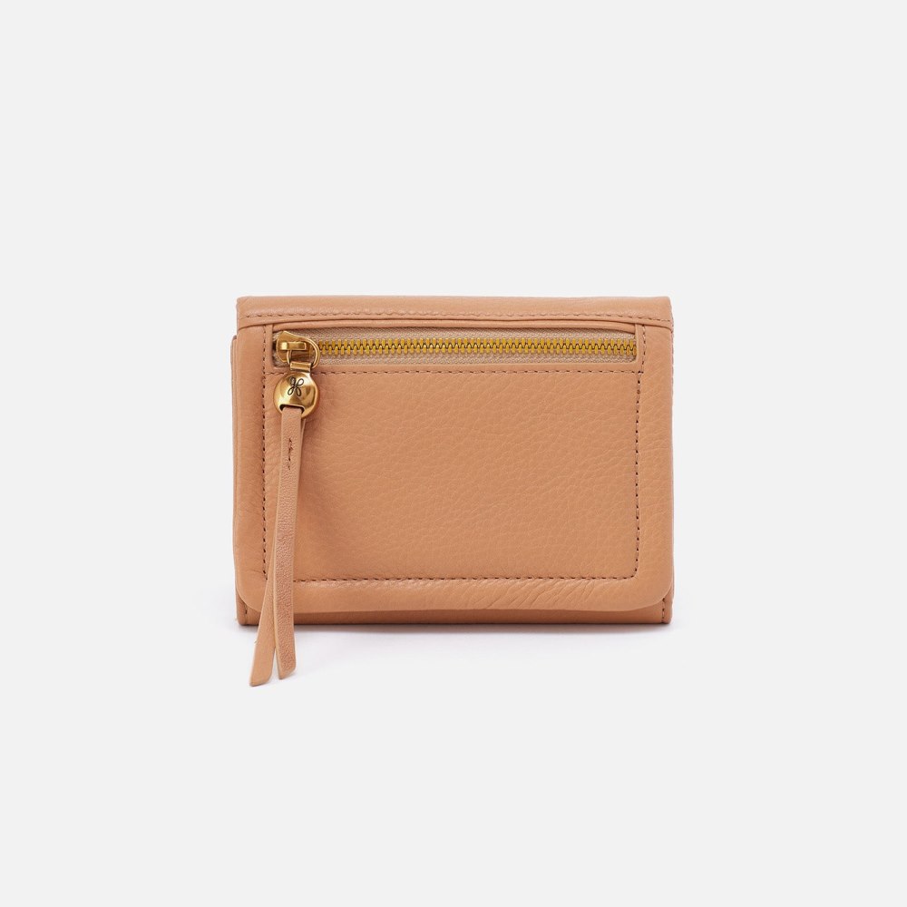 Hobo | Lumen Medium Bifold Compact Wallet in Pebbled Leather - Sandstorm