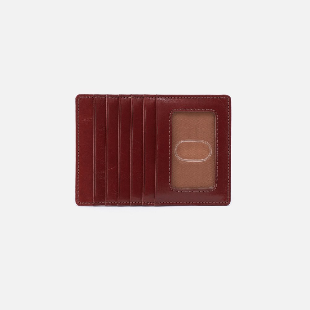 Hobo | Euro Slide Card Case in Polished Leather - Henna - Click Image to Close