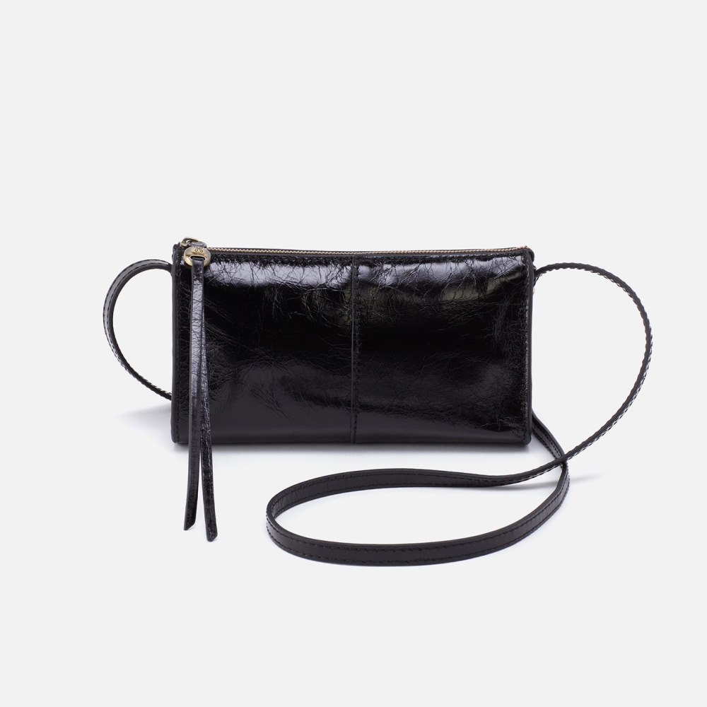 Hobo | Jewel Crossbody in Polished Leather - Black