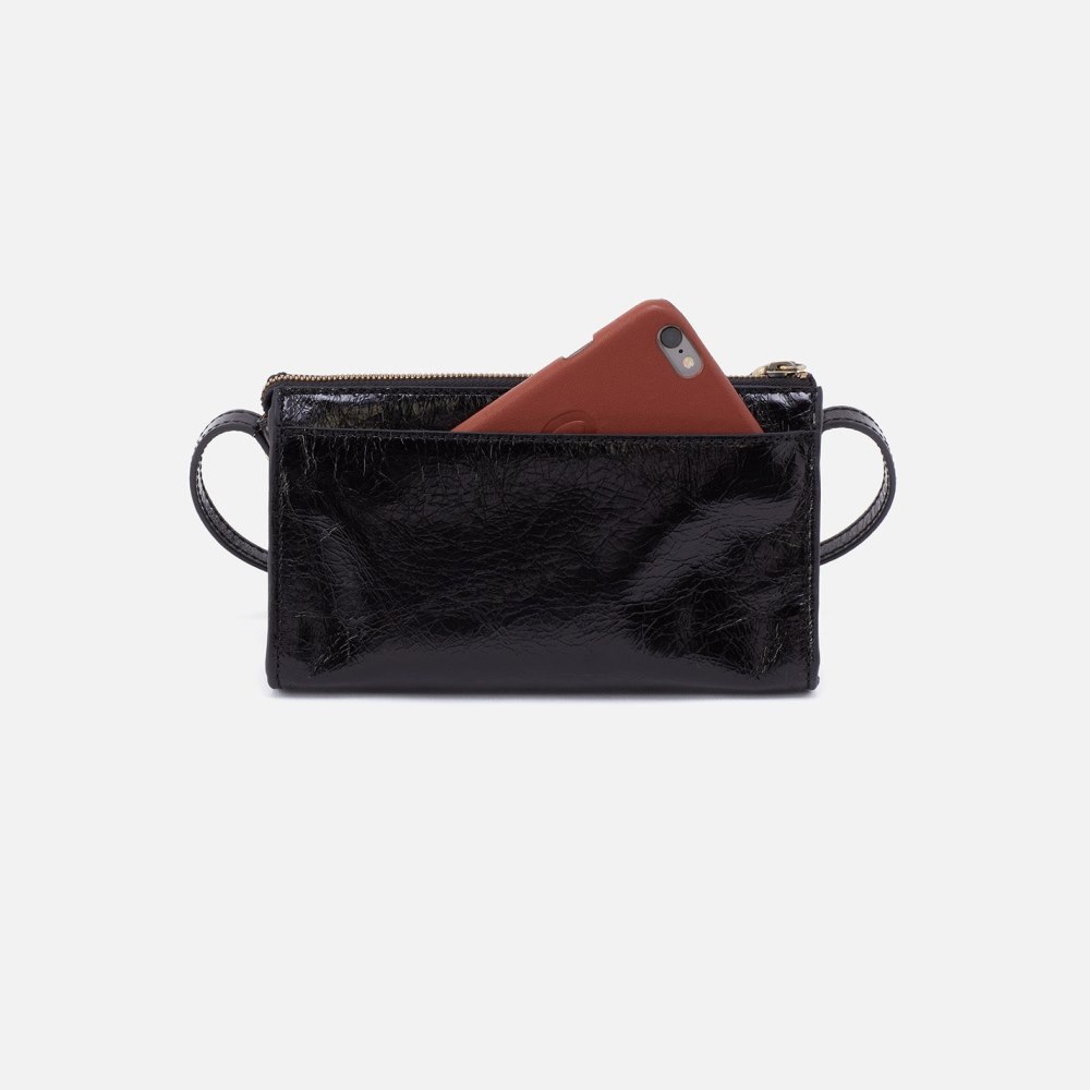 Hobo | Jewel Crossbody in Polished Leather - Black