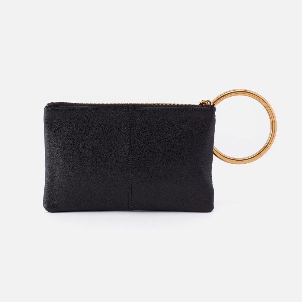 Hobo | Sheila Hard Ring Clutch in Pebbled Leather - Black