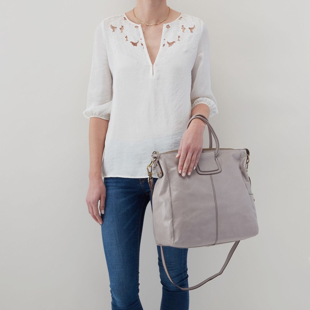 Hobo | Sheila Large Satchel in Polished Leather - Driftwood