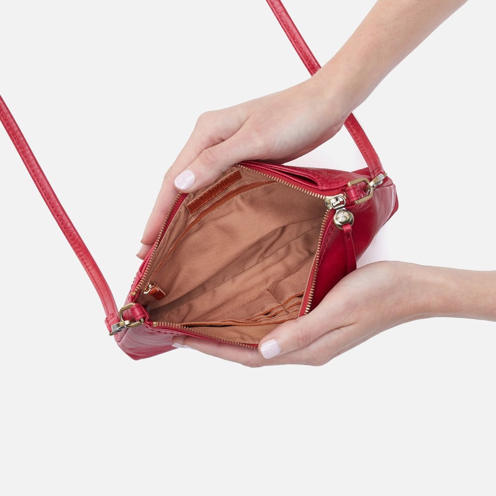 Hobo | Darcy Crossbody in Polished Leather - Claret