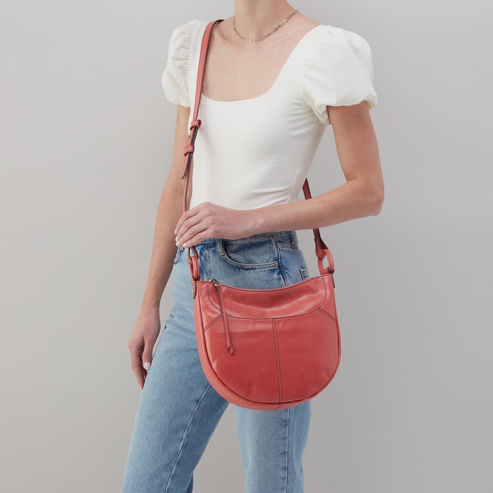 Hobo | Sheila Scoop Crossbody in Polished Leather - Cherry Blossom