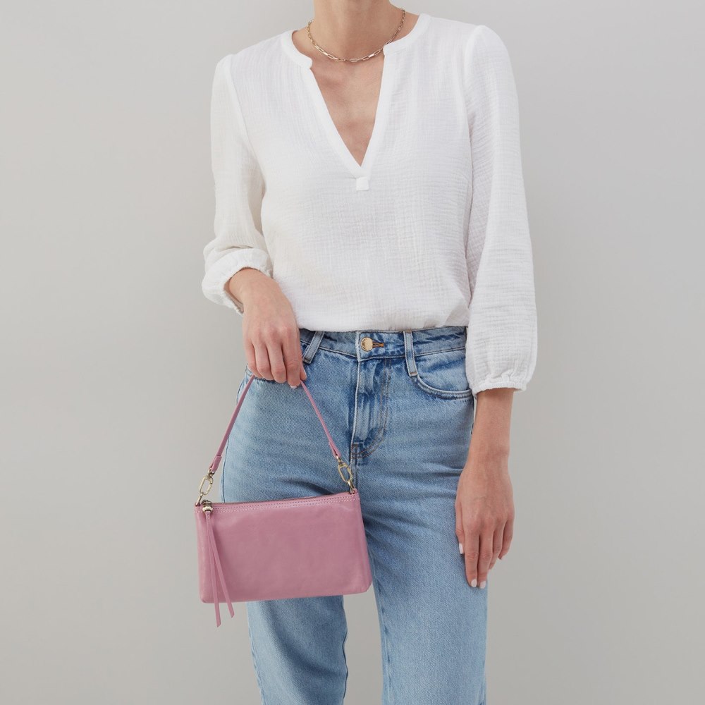 Hobo | Darcy Crossbody in Polished Leather - Lilac Rose