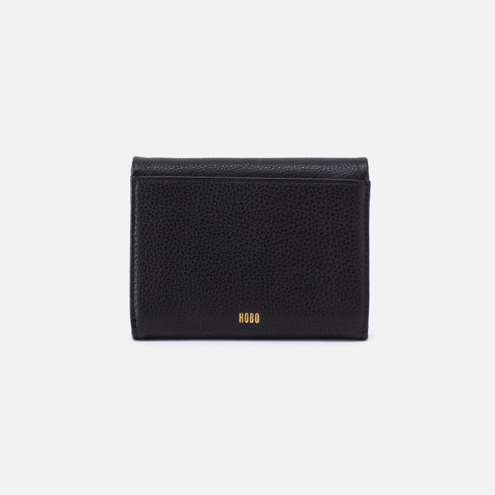 Hobo | Lumen Medium Bifold Compact Wallet in Pebbled Leather - Black