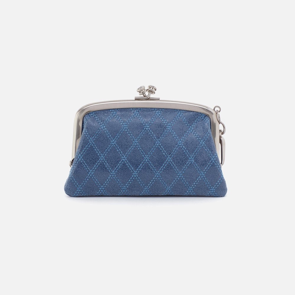 Hobo | Cheer Frame Pouch in Buffed Leather - Azure