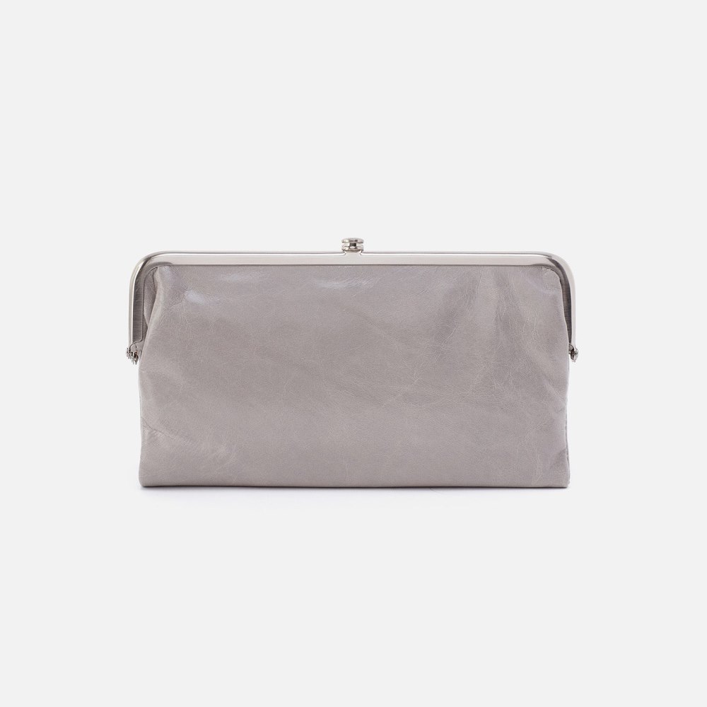 Hobo | Lauren Clutch-Wallet in Polished Leather - Light Grey