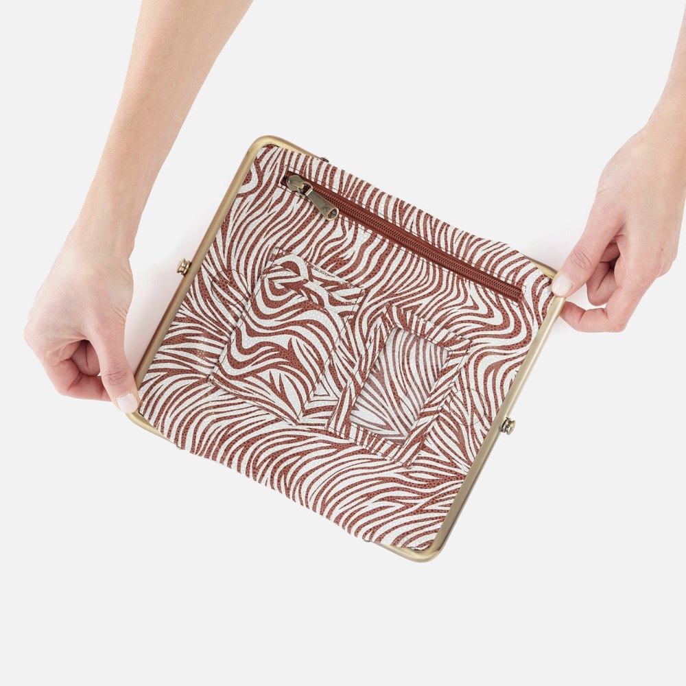 Hobo | Lauren Clutch-Wallet in Printed Leather - Ginger Zebra