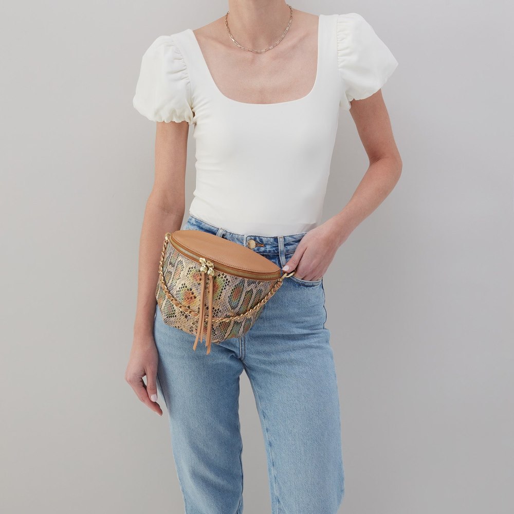 Hobo | Miri Belt Bag in Mixed Leathers - Opal Snake Print