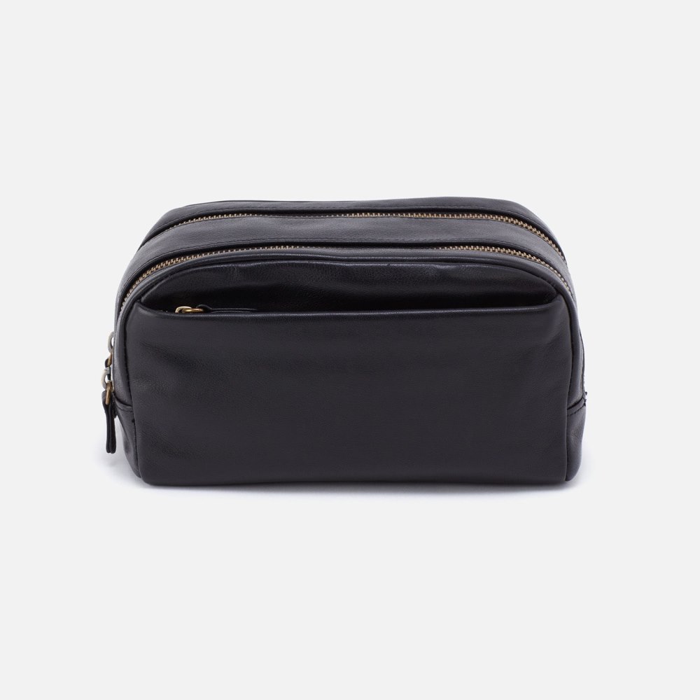 Hobo | Men's Travel Kit in Silk Napa Leather - Black - Click Image to Close