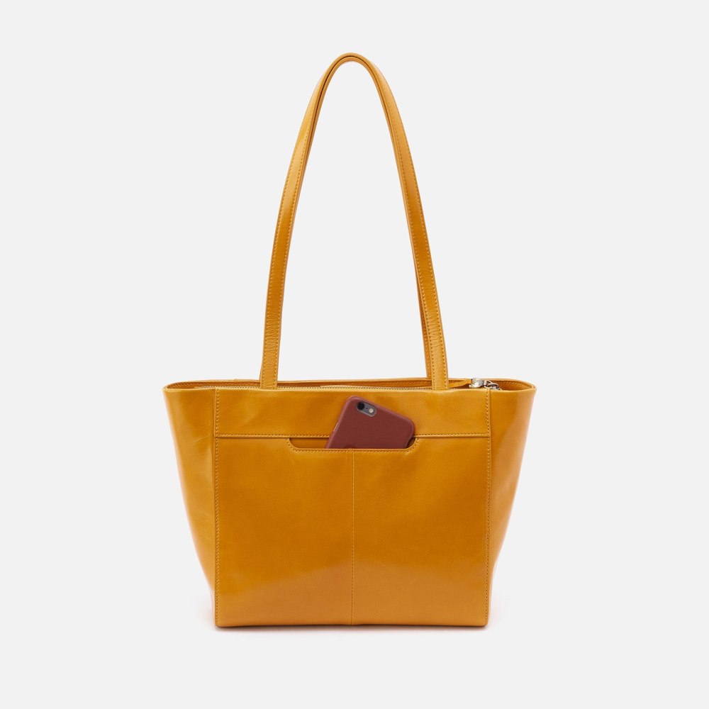 Hobo | Haven Tote in Polished Leather - Warm Amber