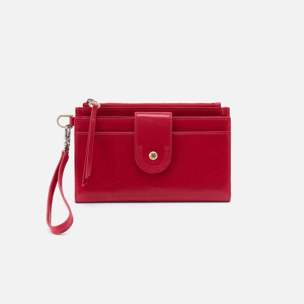 Hobo | Kali Phone Wallet in Polished Leather - Claret