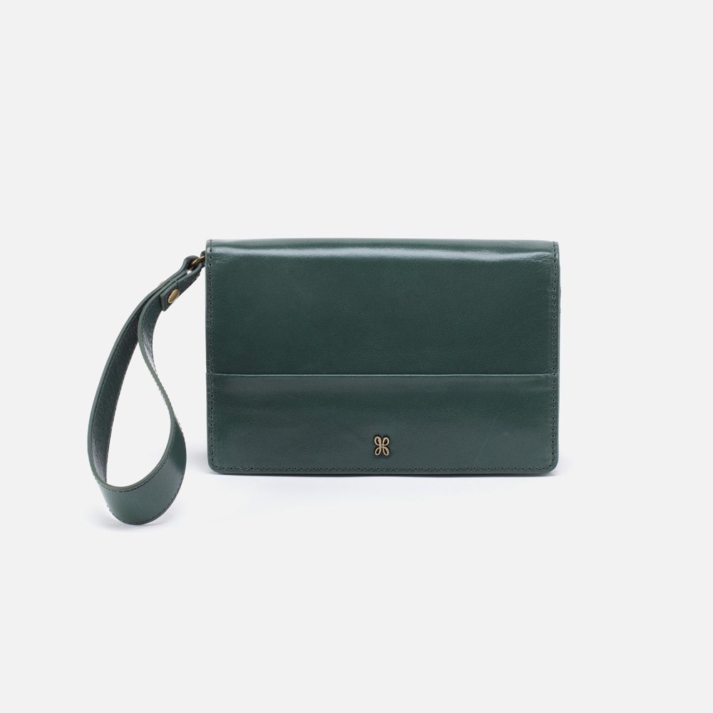 Hobo | Jill Wristlet in Polished Leather - Sage Leaf