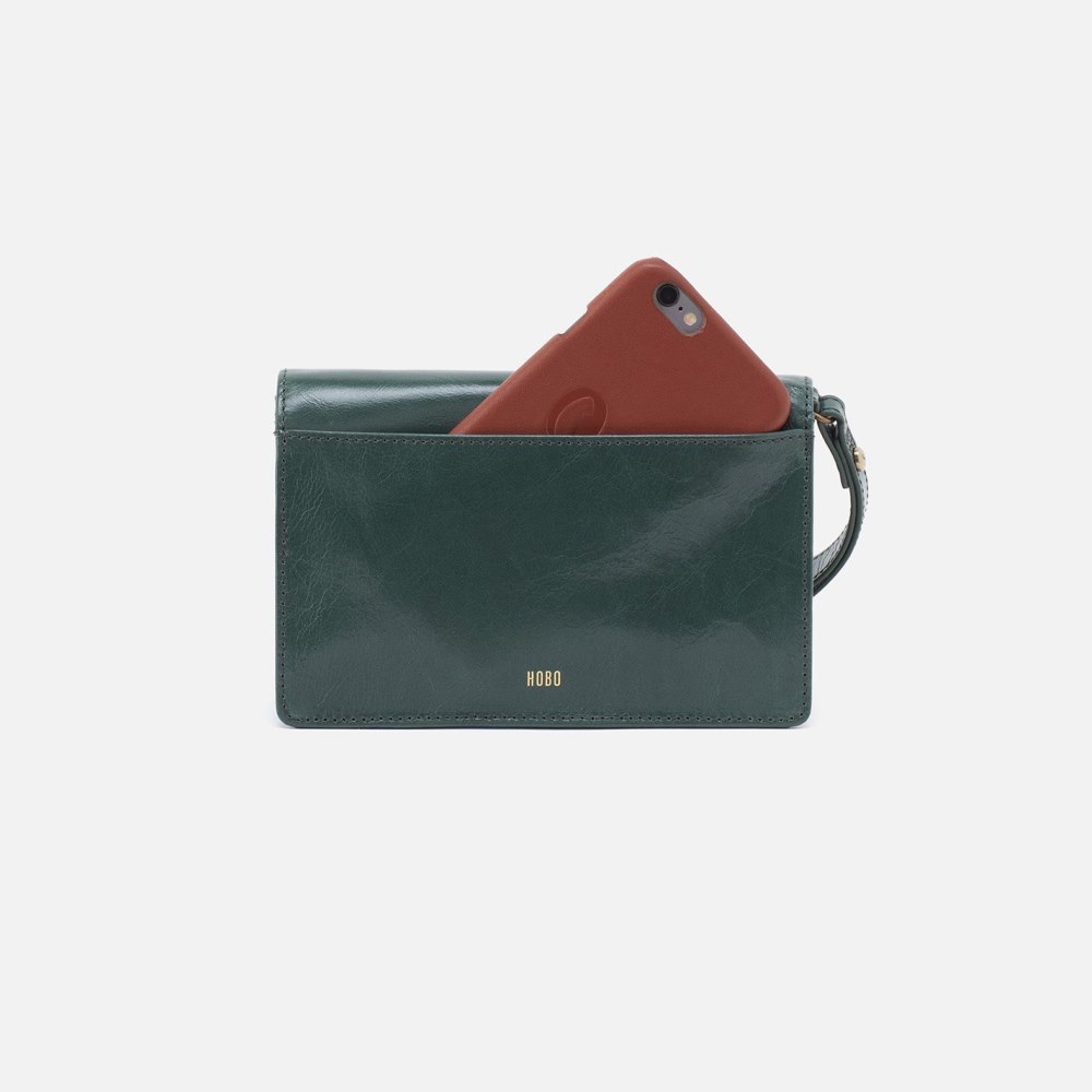 Hobo | Jill Wristlet in Polished Leather - Sage Leaf